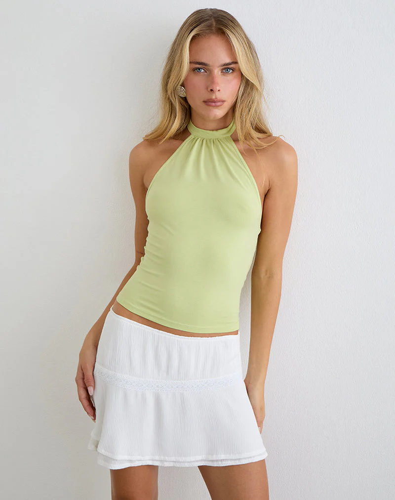 Raceline Halterneck Top in Rayon Jersey Pistachio - Image 4