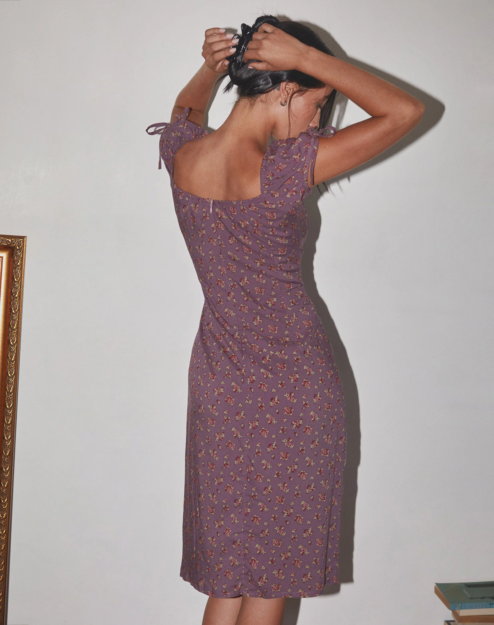 Rachana Midikleid in fließendem Rose Deep Purple - Image 3