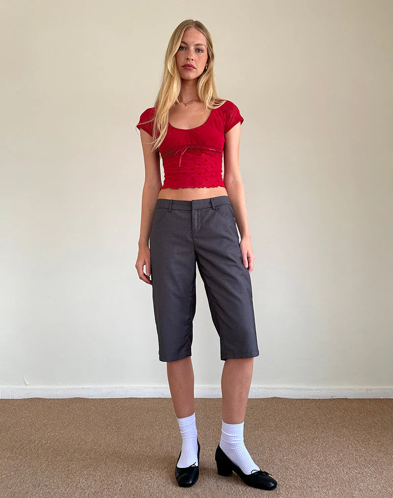 Rada Top aus rotem, beflocktem Mesh - Image 4