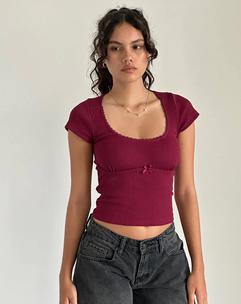 Rada Top in Rippe Burgund - Image 2