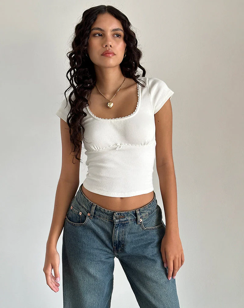 Rada Top aus Rippe Off White - Image 2