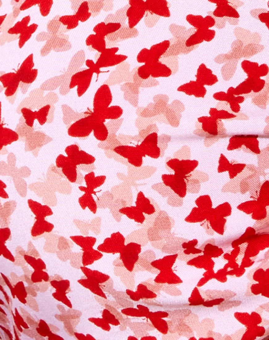 Raeto Crop Top in Ditsy Butterfly Pfirsich und Rot - Image 6