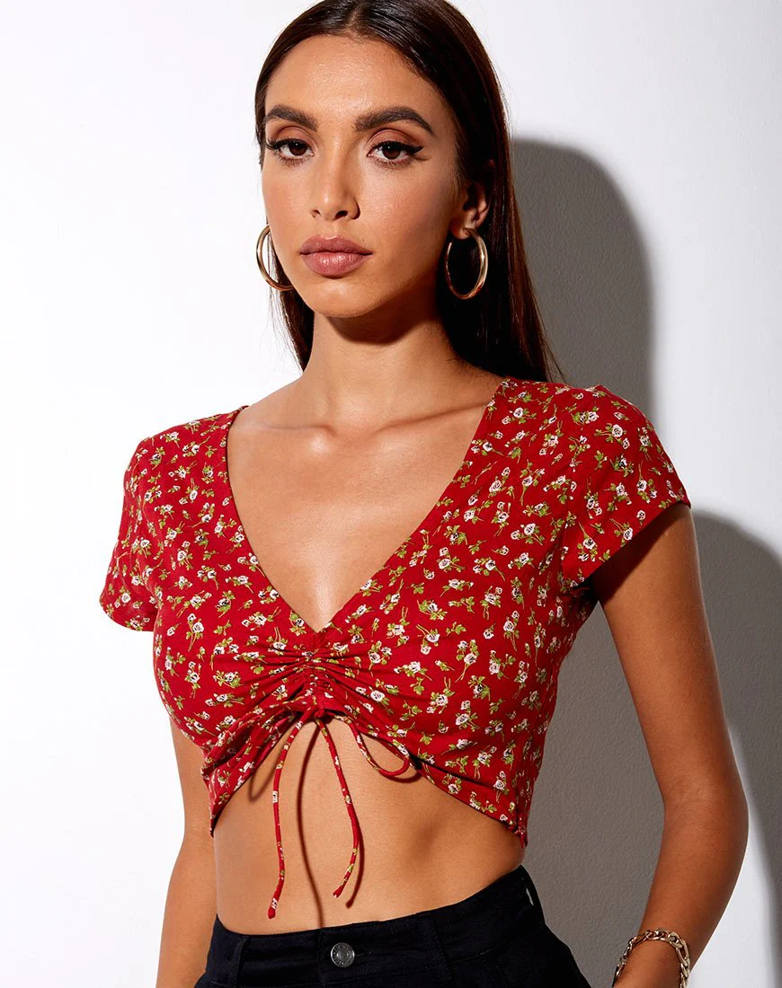 Raeto Crop Top in Falling For You Floral Rot - Image 5