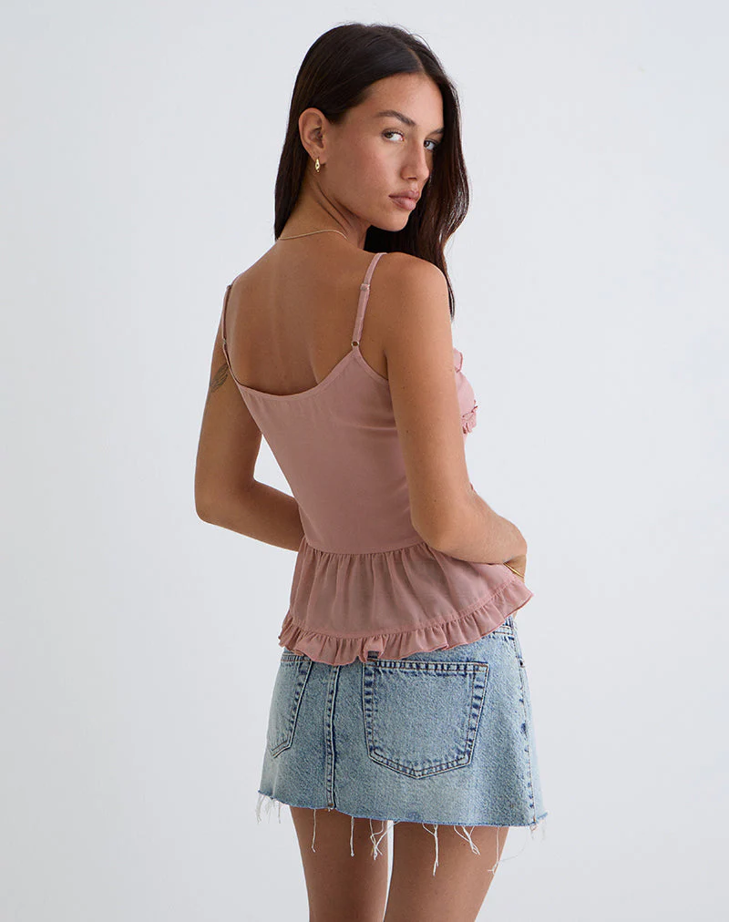 Raeya Tie Front Cami Top aus Chiffon Rosa - Image 4