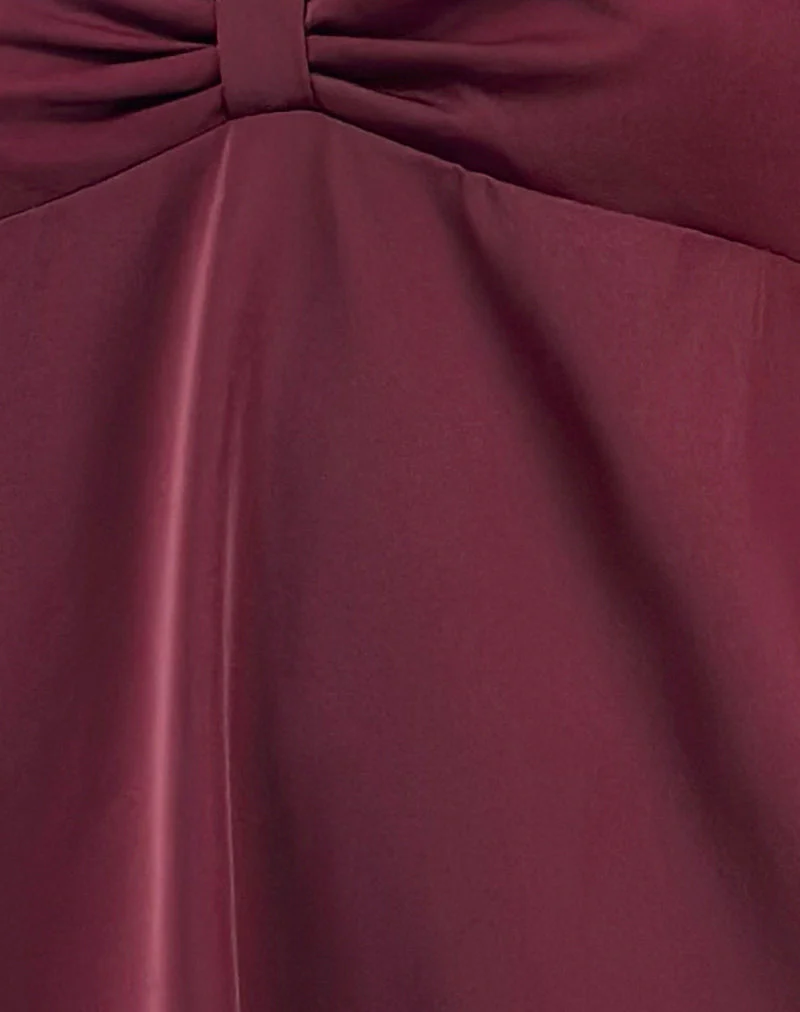 Rafaila Mini-Slipkleid aus Satin in Burgund - Image 6
