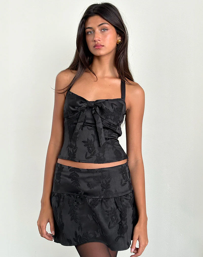 Raffita Minirock aus Satin Jacquard Schwarz - Image 2