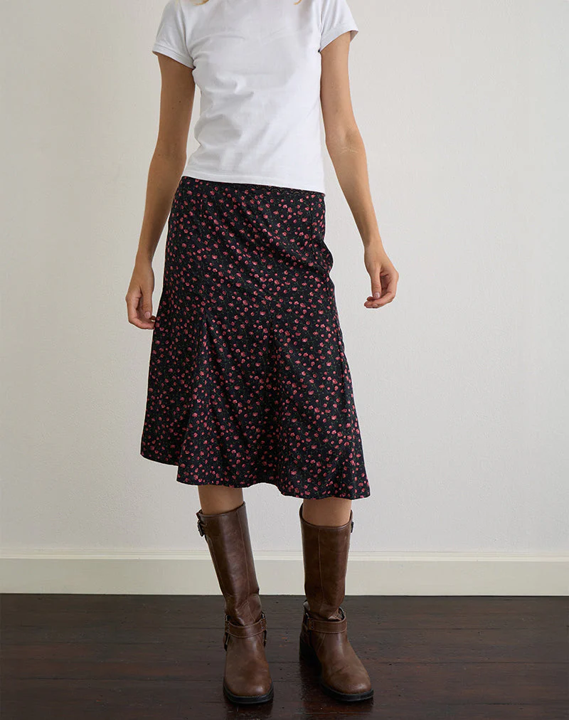 Rahyu Midirock in Dunkelrosa Rose Schwarz - Image 2