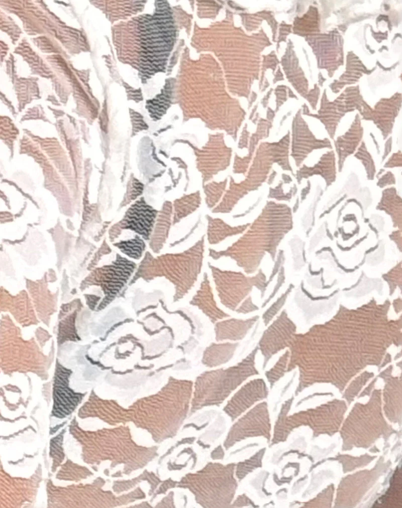 Raine Ungefütterte Strickjacke in Elfenbein Big Rose Lace - Image 6
