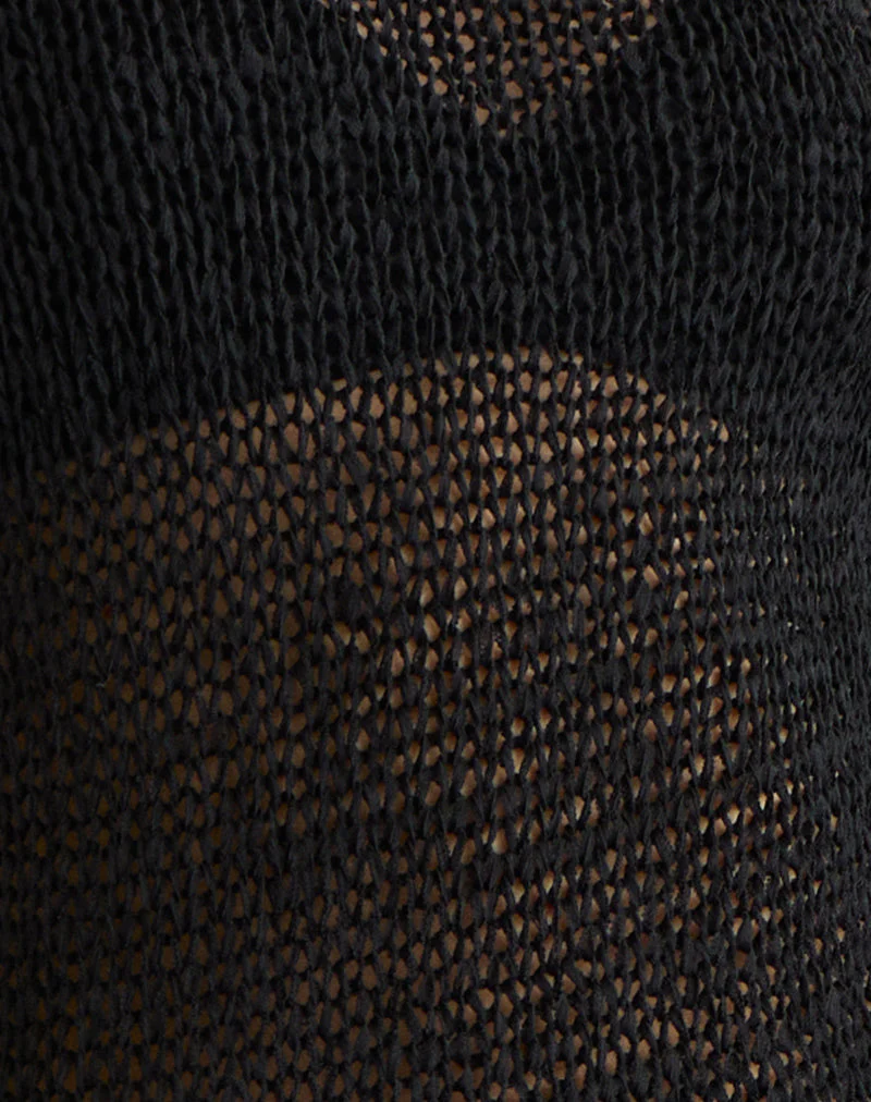 Rajiya Open Weave Pullover in Schwarz - Image 7