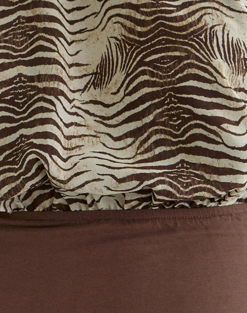 Rania Backless Top in Chiffon Wild Animal Align Brown - Image 6