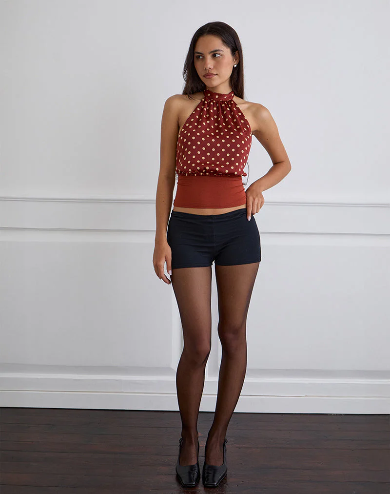 Rania Rückenfreies Top in Polka Burnt Red - Image 2