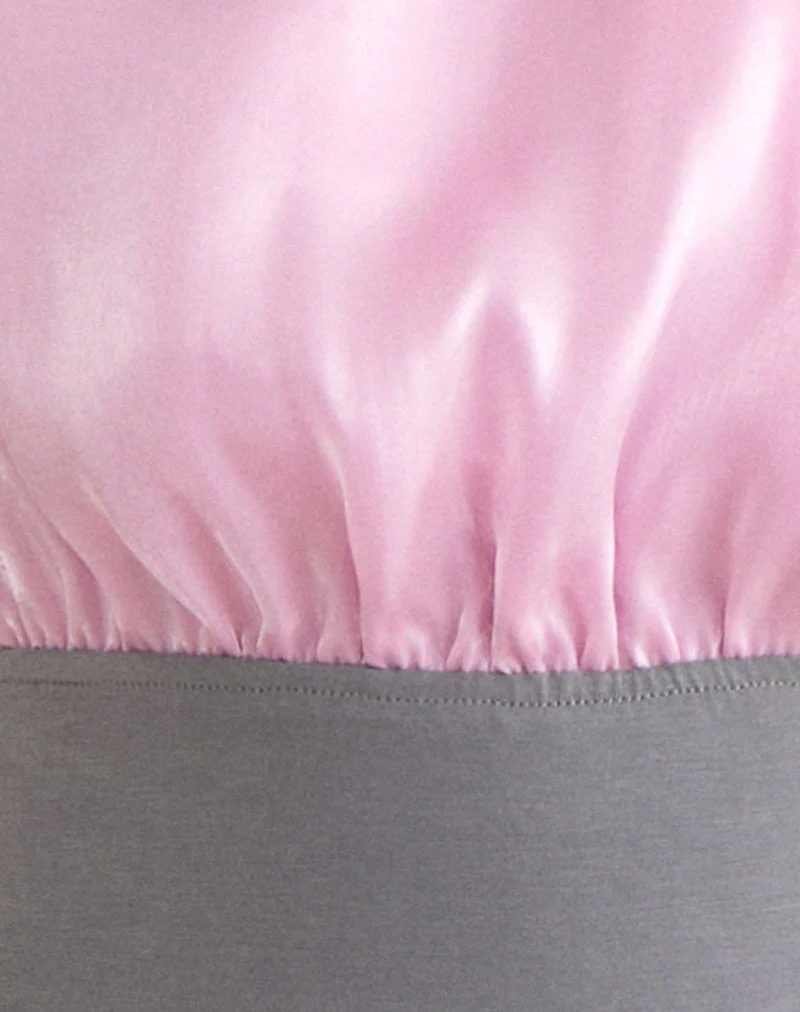 Rania Backless Top in Satin Organza Pink with Grey Contrast - Image 5