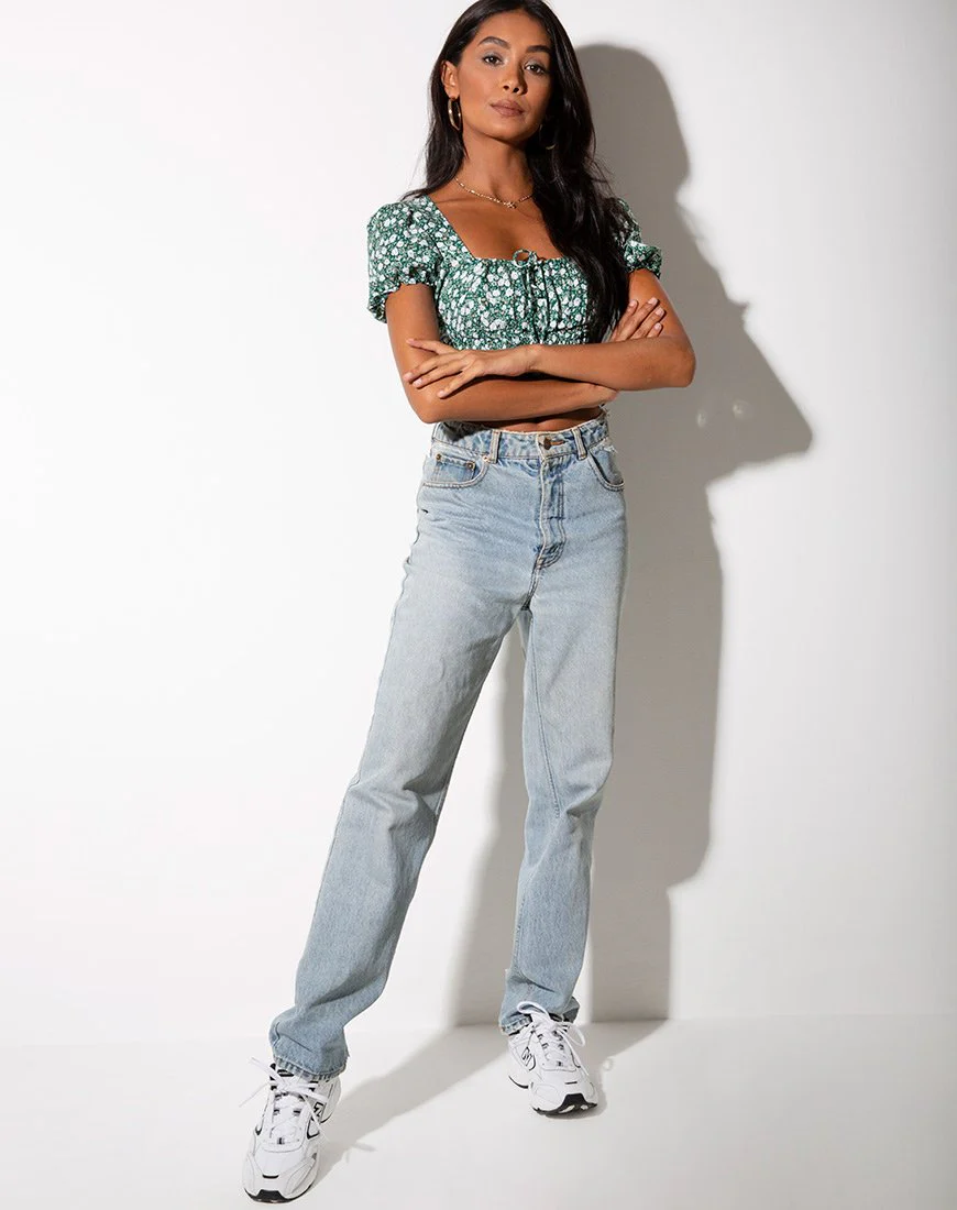 Raquel Oberteil in Floral Field Green - Image 3