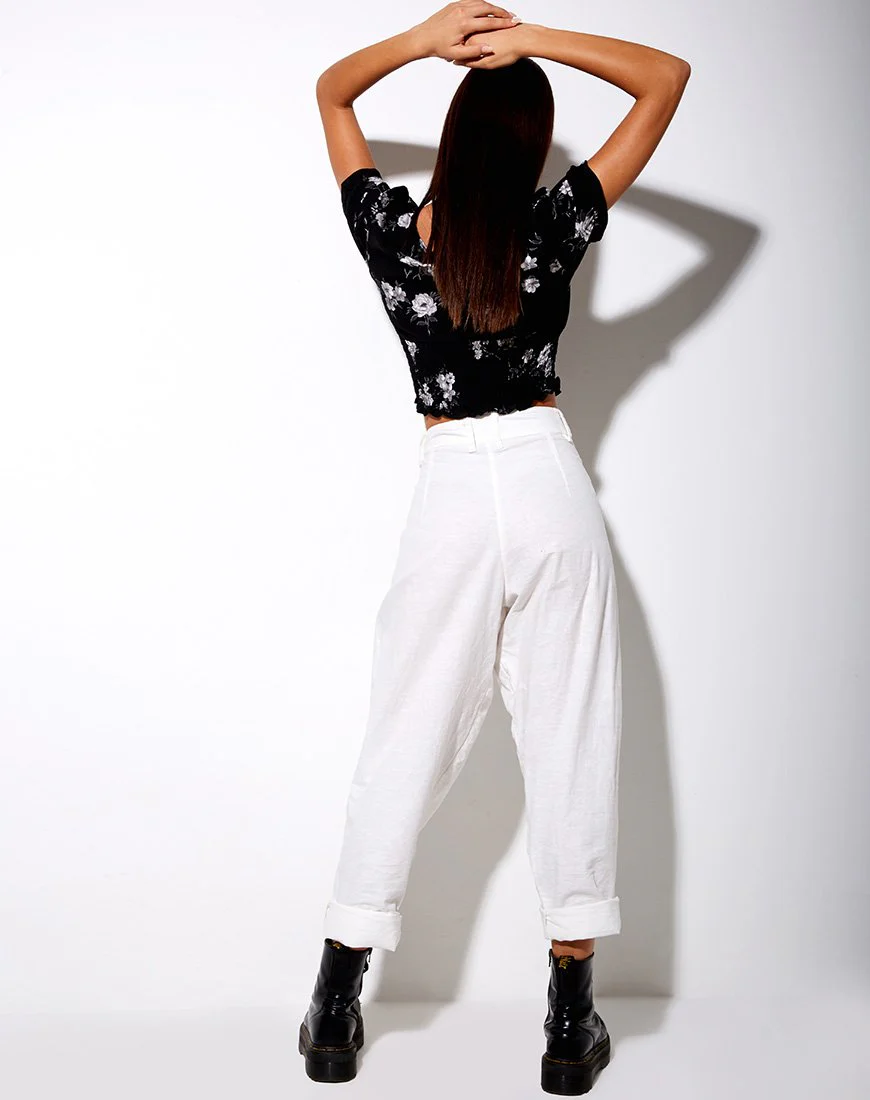 Raquel Crop Top in Monoblume Schwarz - Image 4