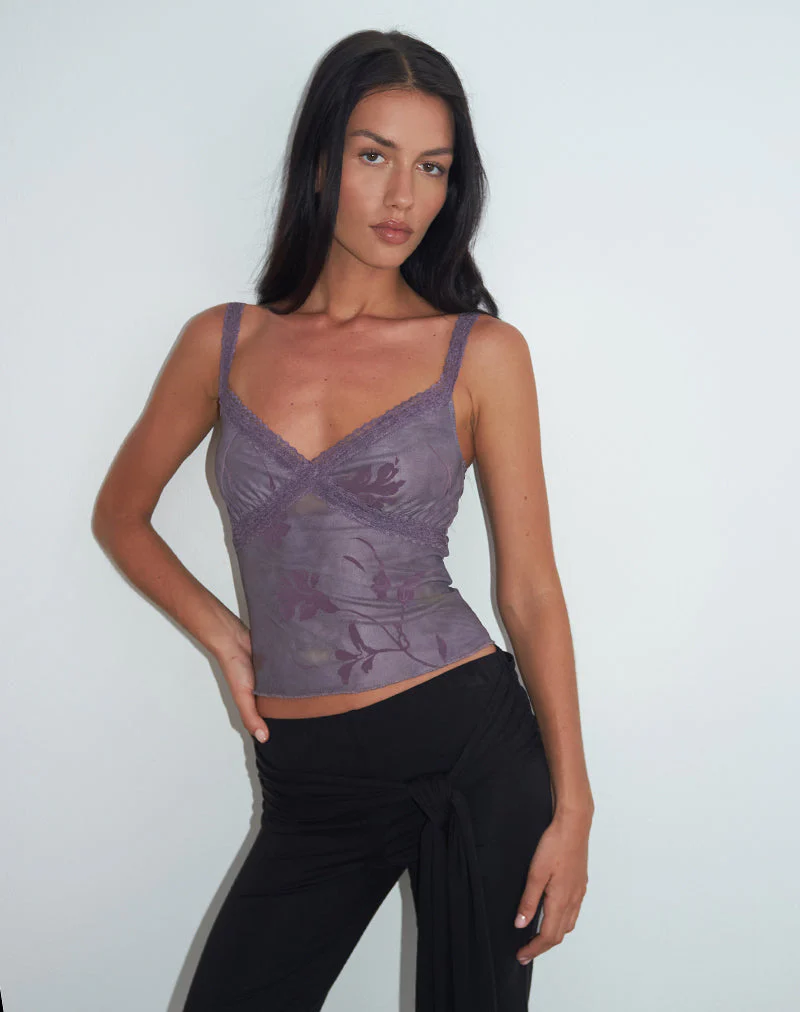Rasa Cami Top in Flare Flower Purple - Image 2