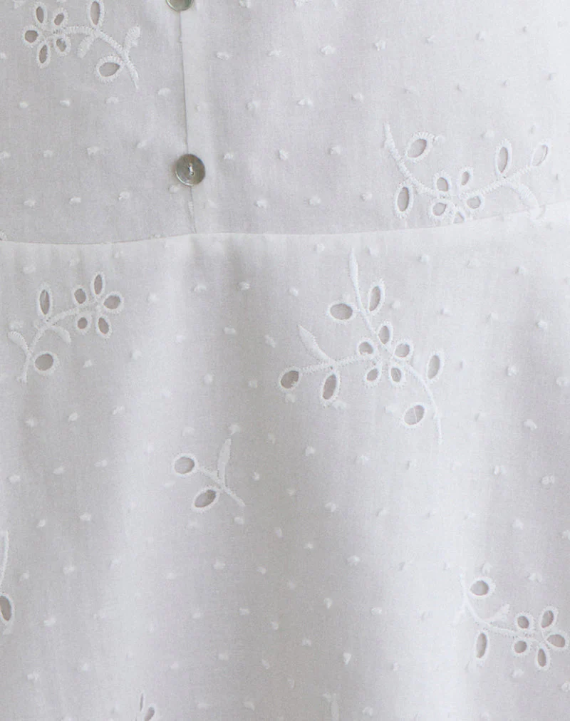 Raspati Mini Dress in Broderie White - Image 5