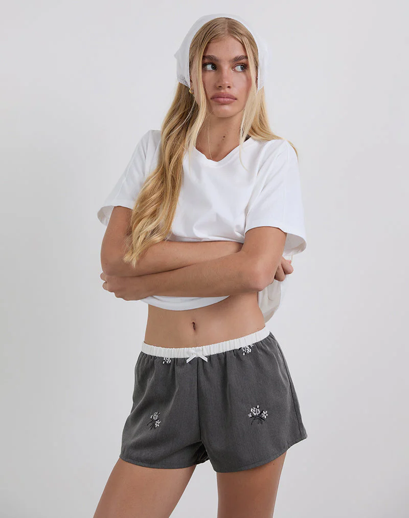 Rata Shorts in Charcoal mit Blumenstickerei - Image 2