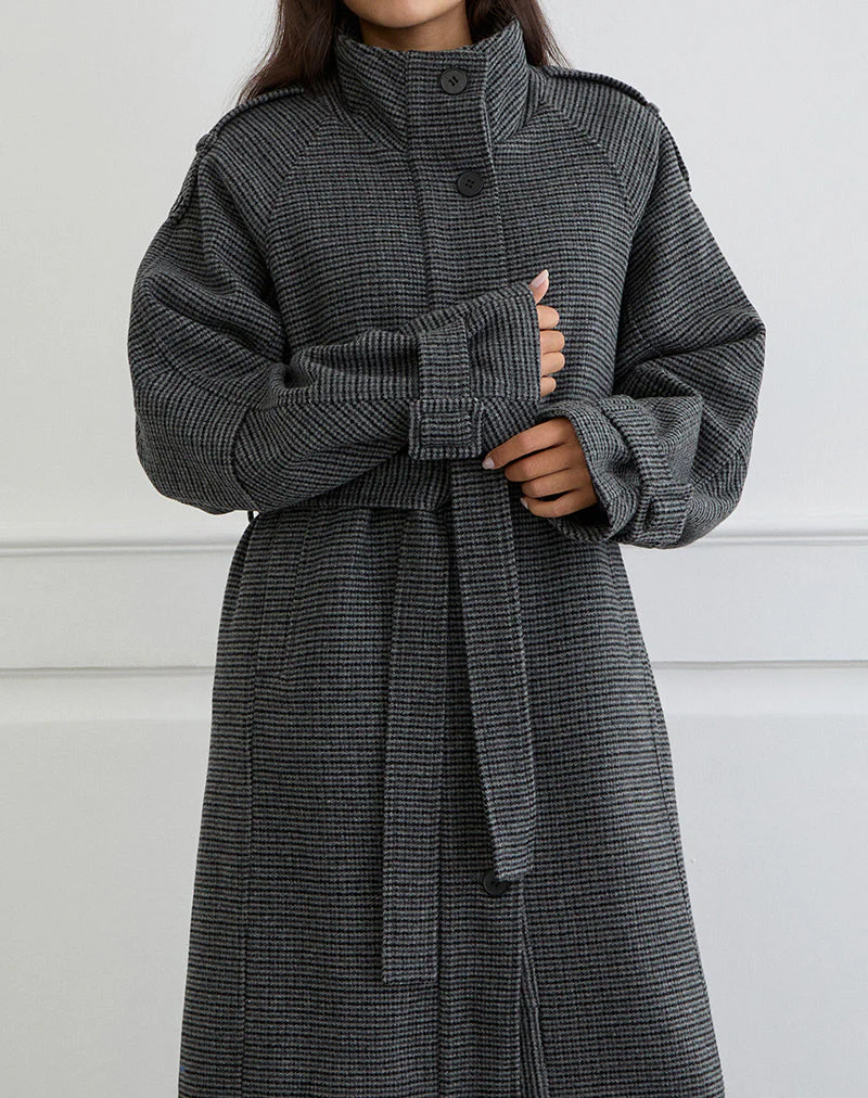 Ravari Trenchcoat mit Gürtel aus kariertem Holzkohlenstoff - Image 2