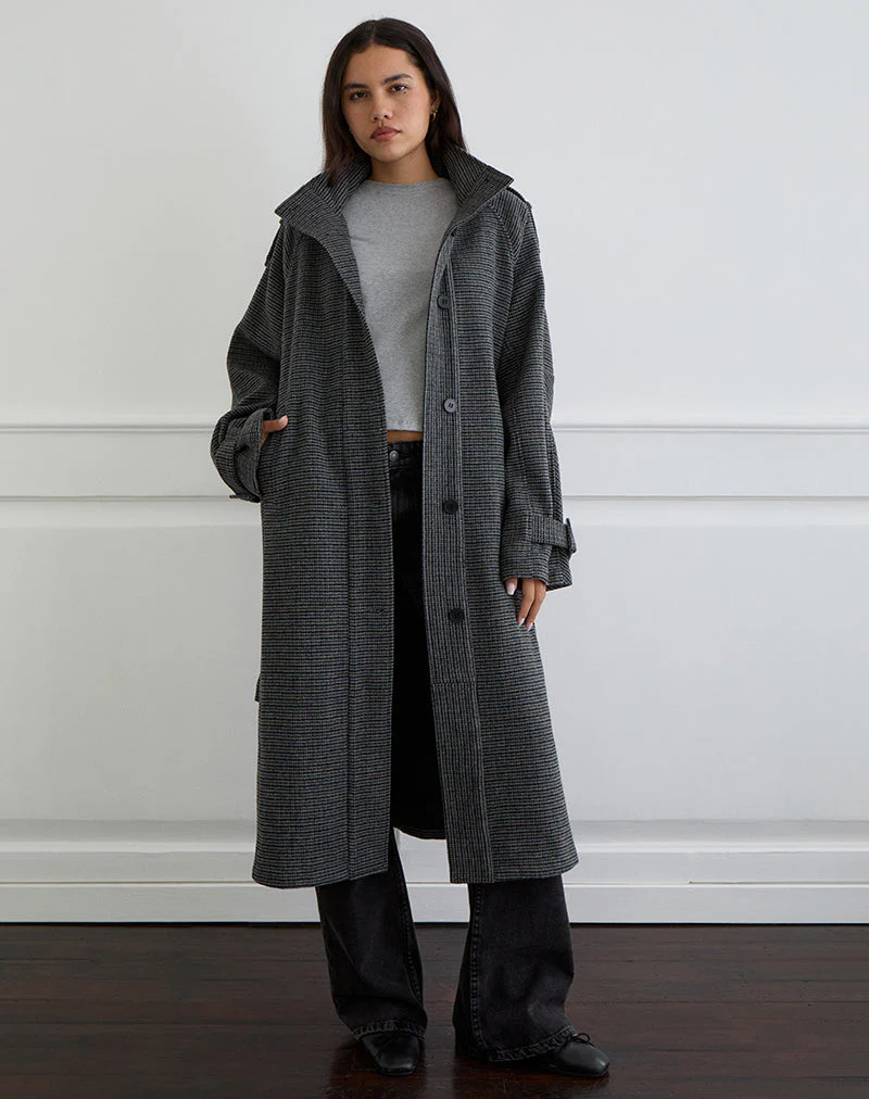 Ravari Trenchcoat mit Gürtel aus kariertem Holzkohlenstoff - Image 3