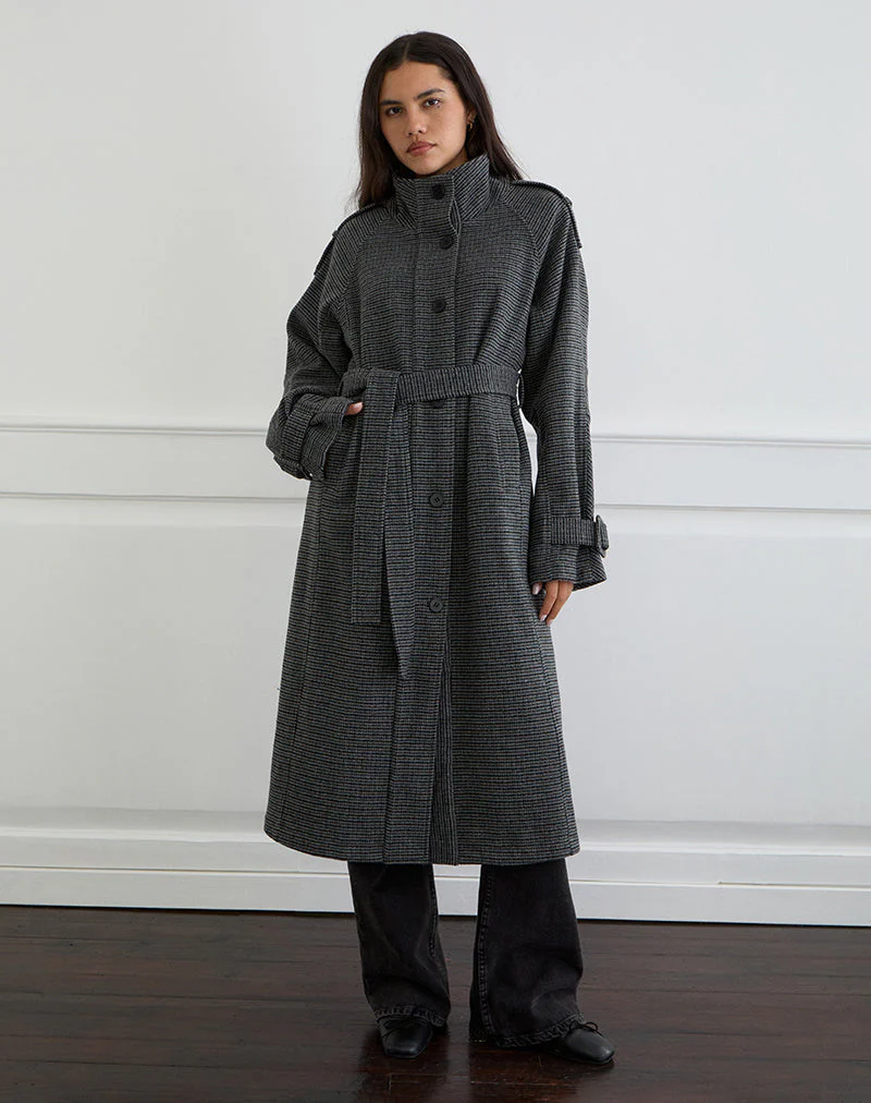 Ravari Trenchcoat mit Gürtel aus kariertem Holzkohlenstoff - Image 5
