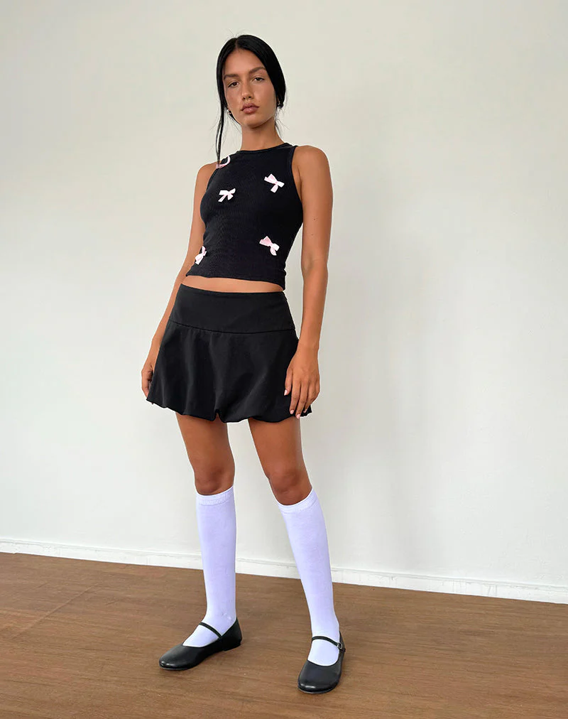 Rave Vest Top in Schwarz mit rosa Schleifen - Image 4