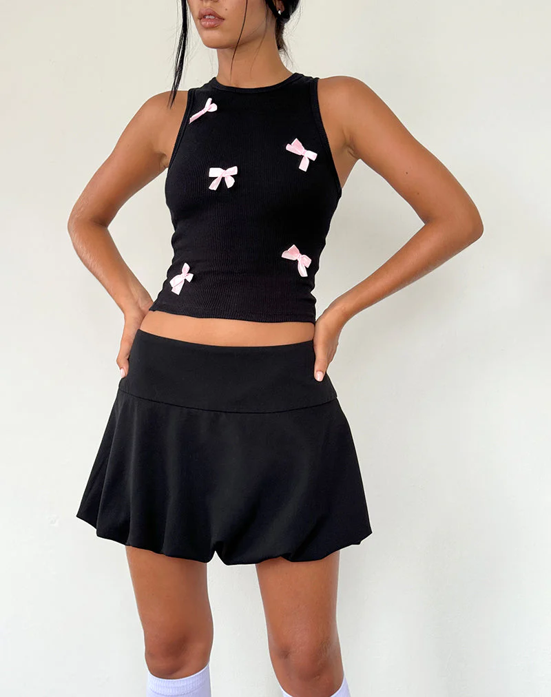 Rave Vest Top in Schwarz mit rosa Schleifen - Image 5
