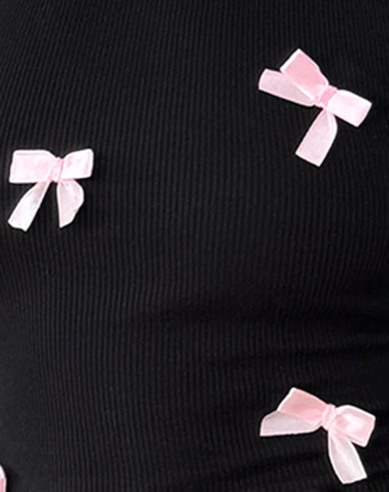 Rave Vest Top in Schwarz mit rosa Schleifen - Image 6