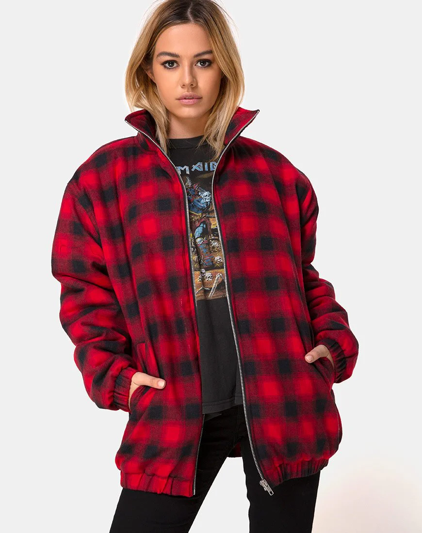Raven Jacke in Karo Rot Schwarz