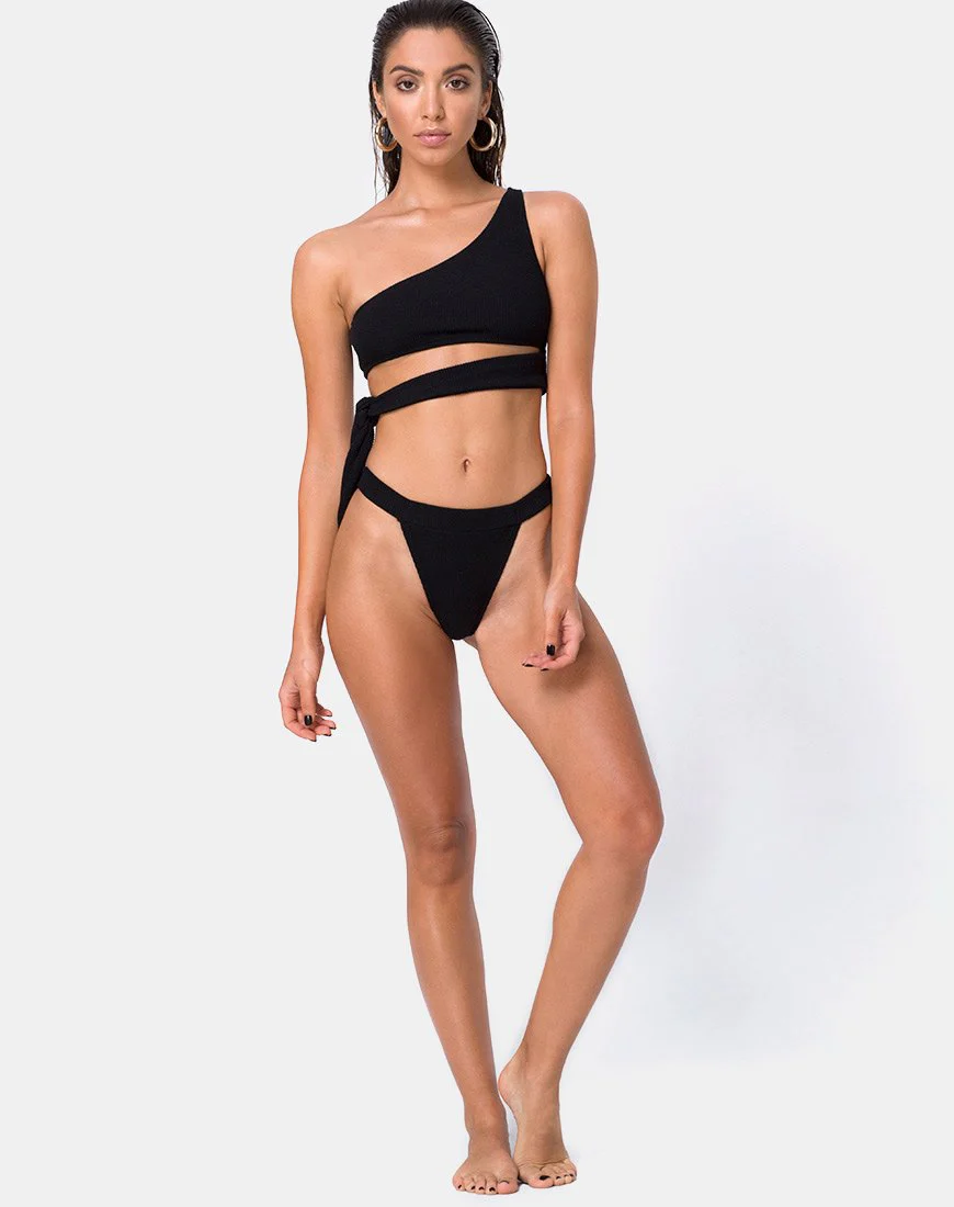 Rawlins Bikini-Oberteil aus Crinkle Rib Schwarz - Image 3