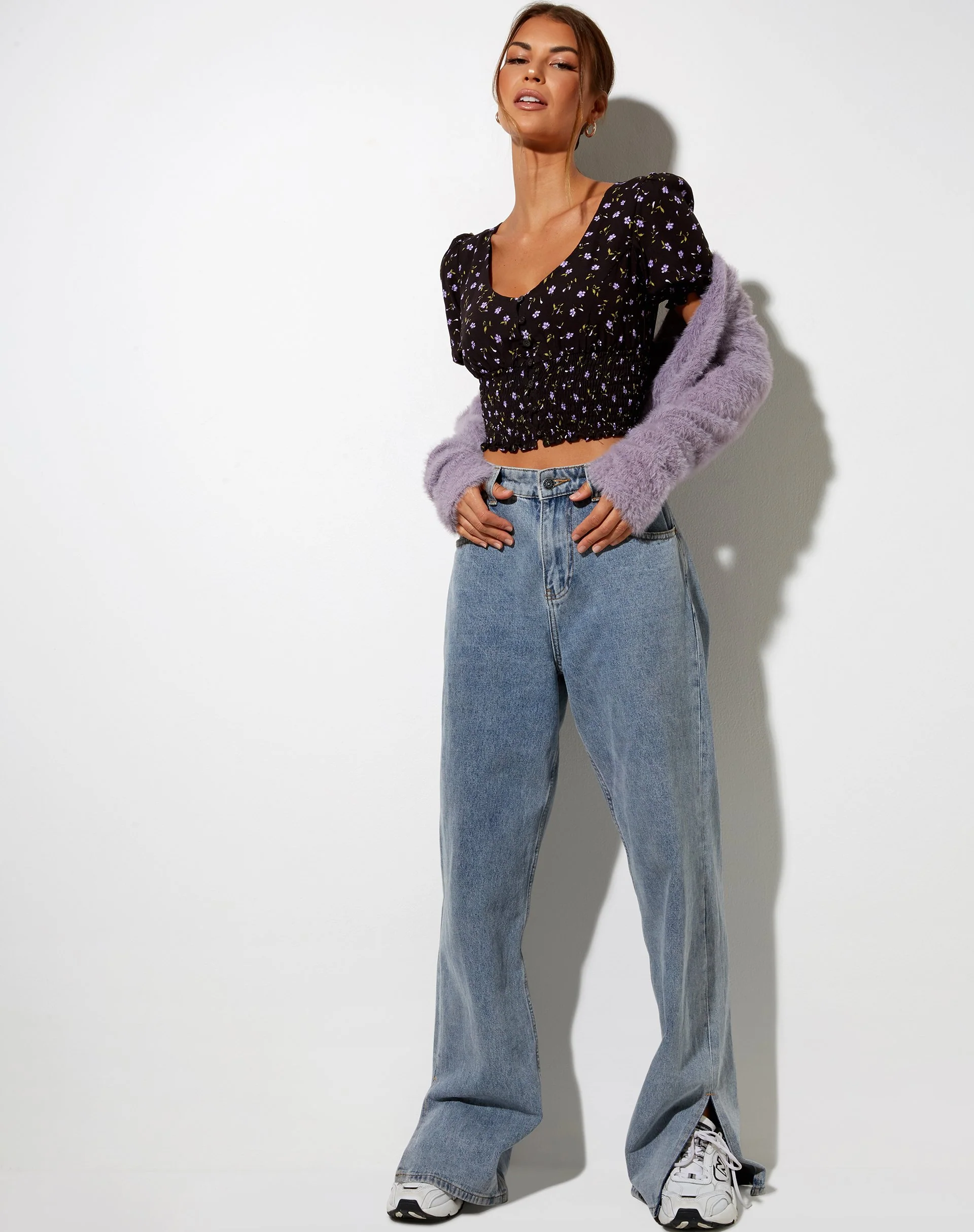 Ray Top in Pretty Petal Kaffee und Lila - Image 4