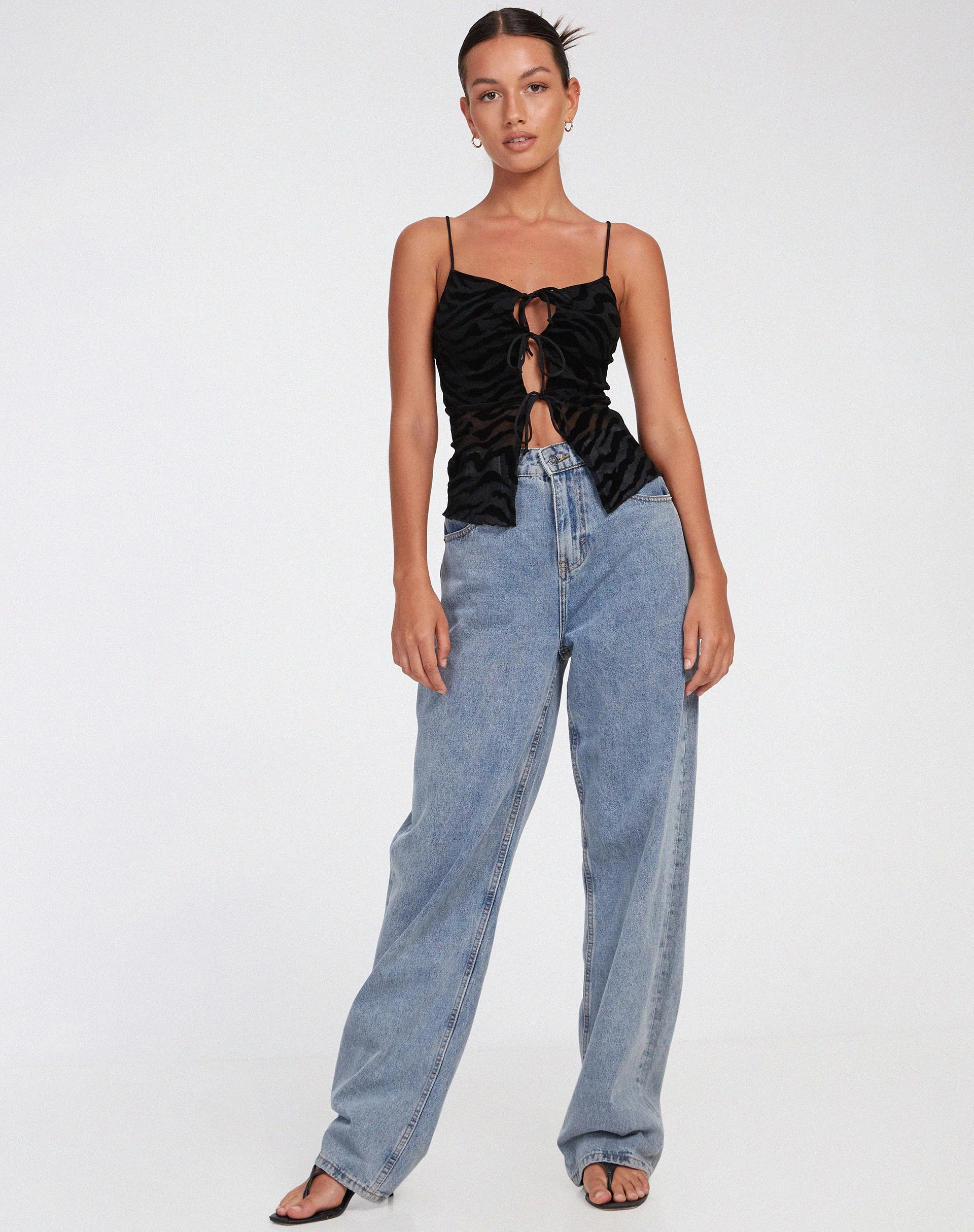 Rayu Top in Zebraflock Schwarz - Image 3