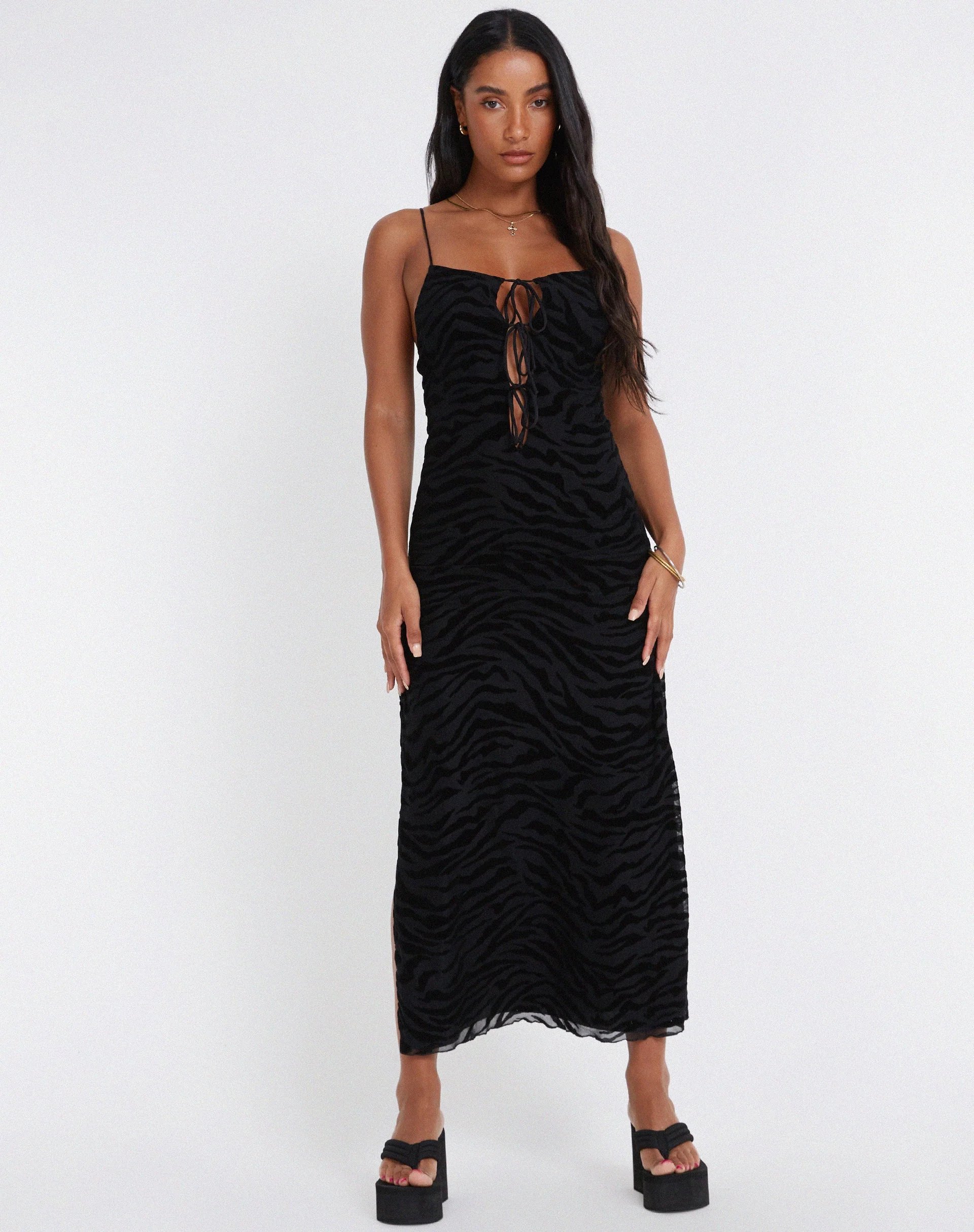 Rayuma Maxikleid in Zebraflocke Schwarz - Image 5