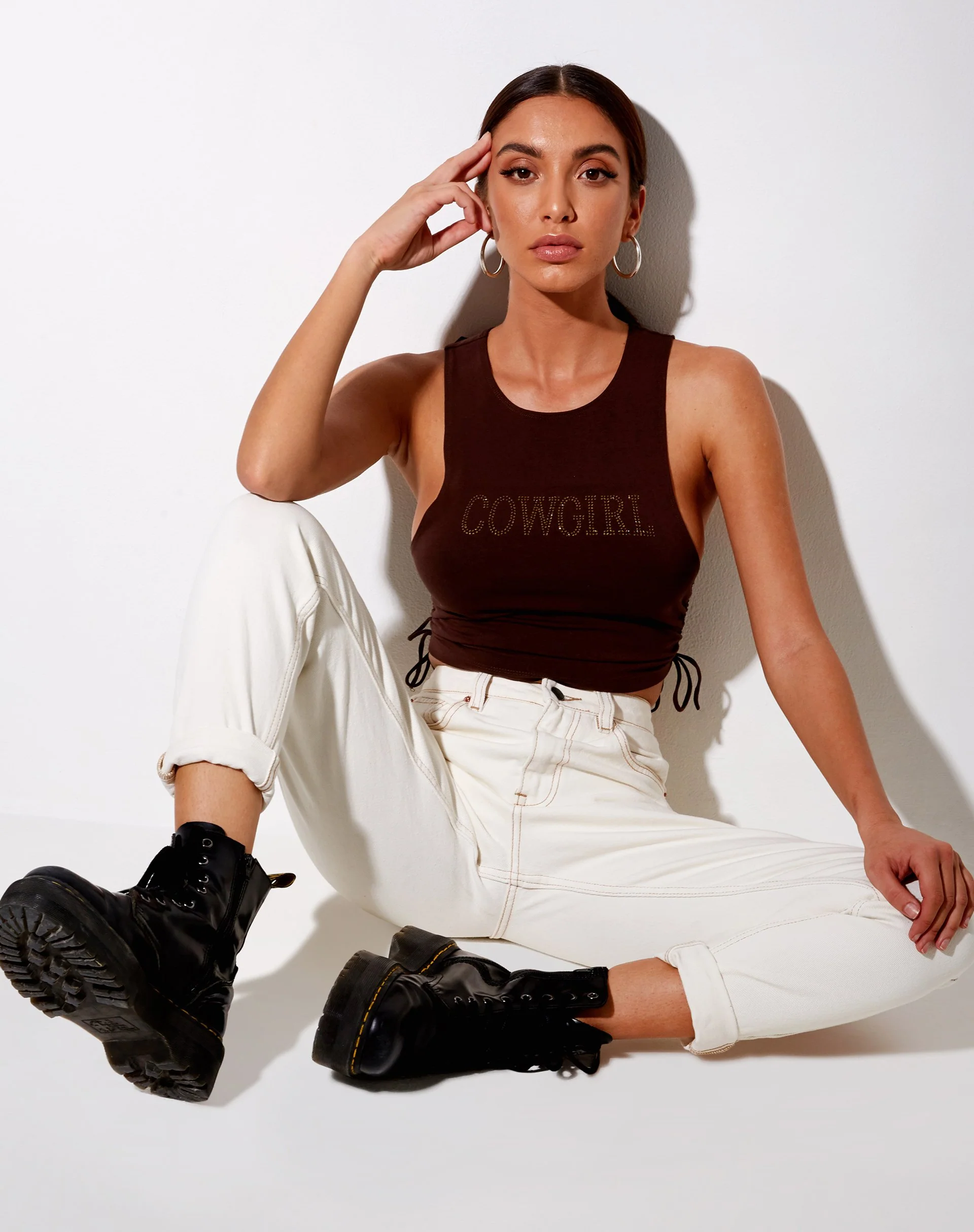 Raze Vest Top in Braun 'Cowgirl' Hotfix - Image 5