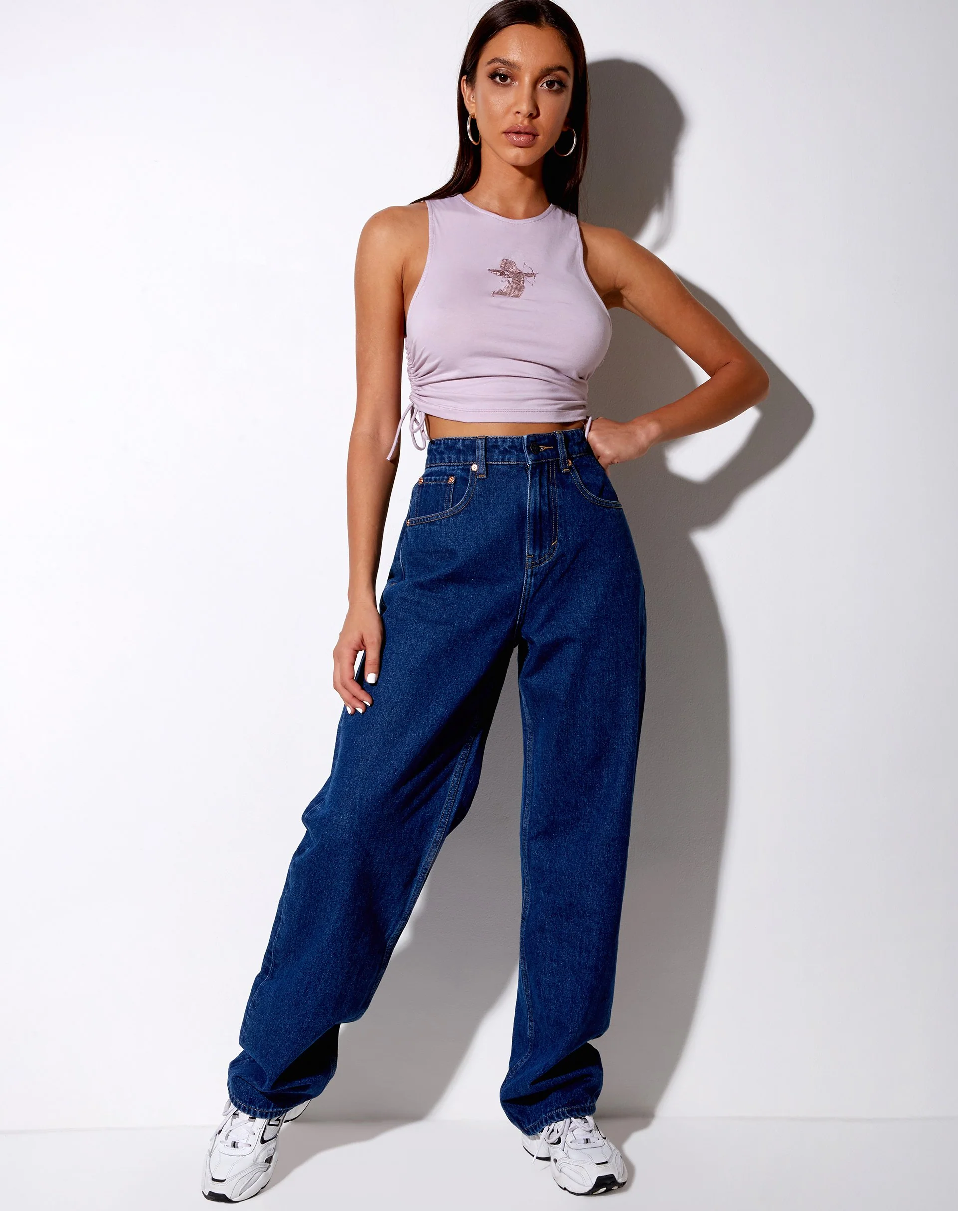 Raze Crop Top in Violett mit Amor-Stickerei - Image 3