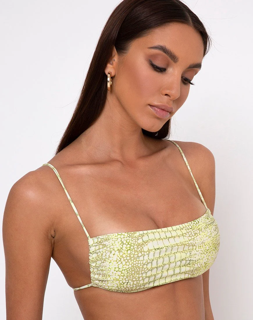 Reema Schlauch-Bikini-Oberteil in Kroko-Grün - Image 2