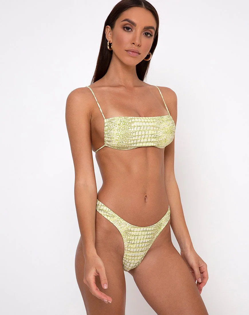 Reema Schlauch-Bikini-Oberteil in Kroko-Grün - Image 4