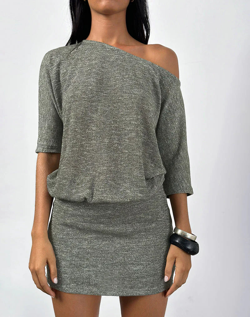 Reeta Minikleid aus Glitzerstrick in Khaki - Image 4
