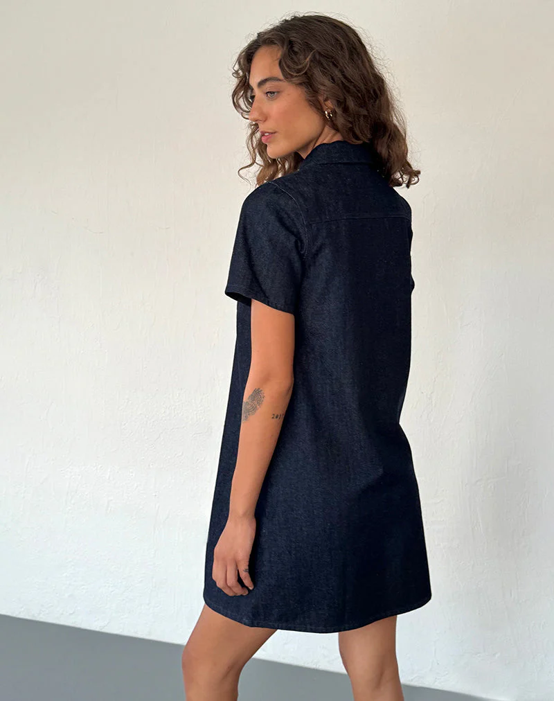 Reiga Smock Minikleid aus Denim Indigo - Image 4