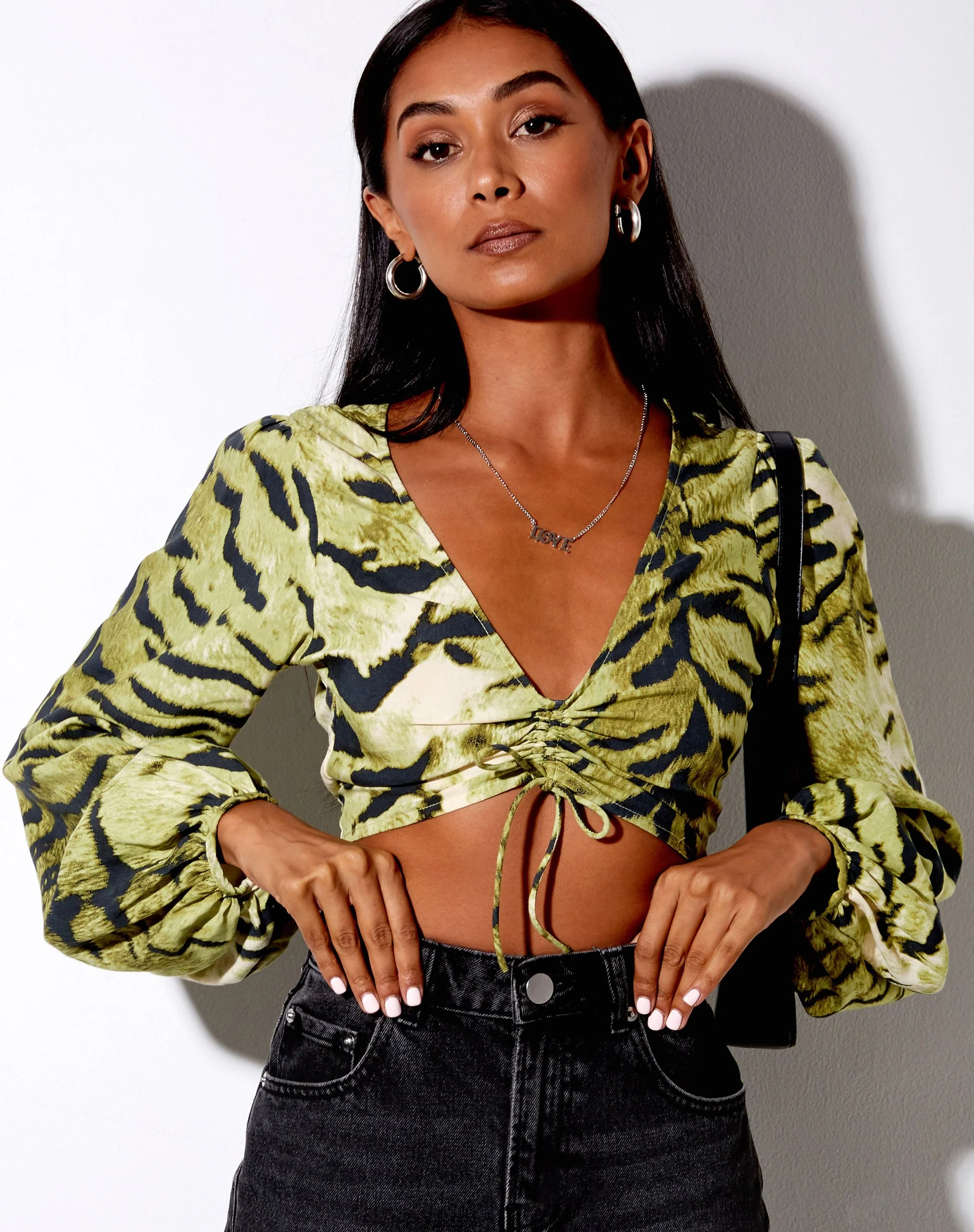 Reilo Crop Top in Tiger Full Khaki - Image 2