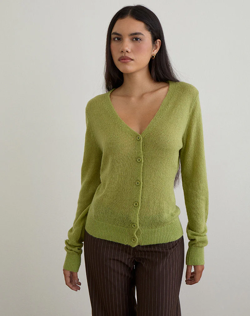 Renisa Strickjacke aus transparentem Strick Grün