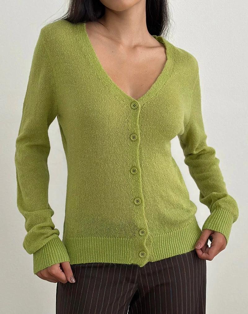 Renisa Strickjacke aus transparentem Strick Grün - Image 2