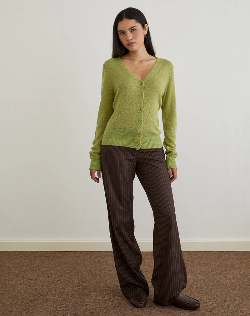 Renisa Strickjacke aus transparentem Strick Grün - Image 4