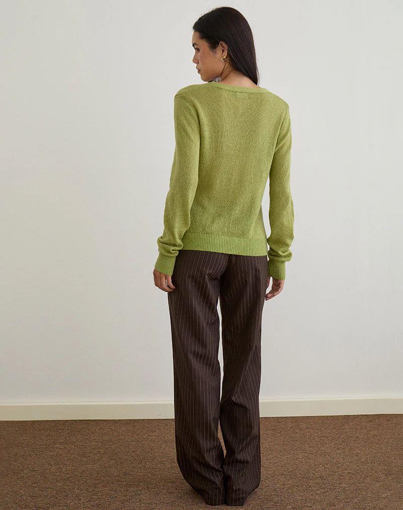 Renisa Strickjacke aus transparentem Strick Grün - Image 5
