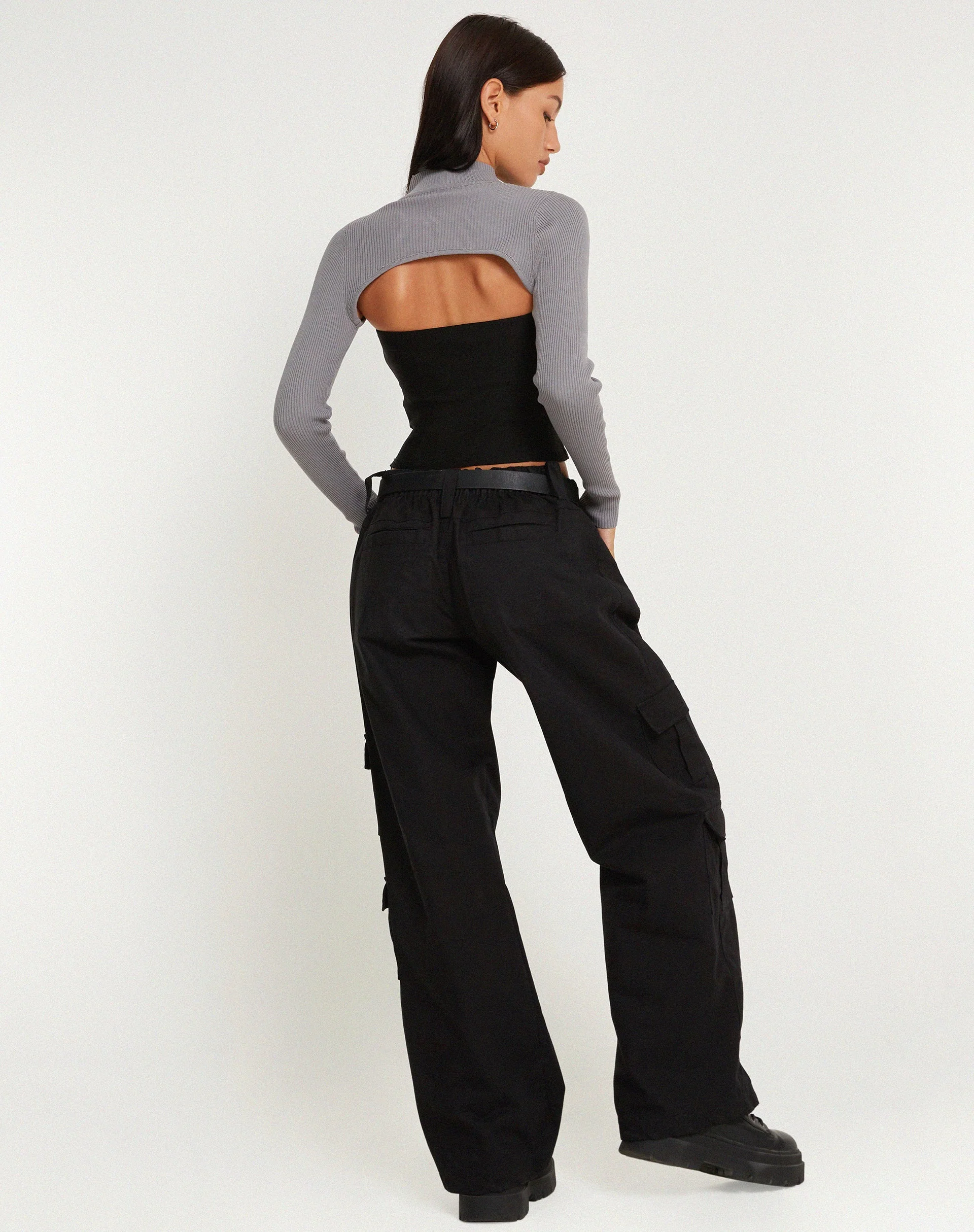 Renjana Langärmeliges Shrug-Top in Flint Gray - Image 5