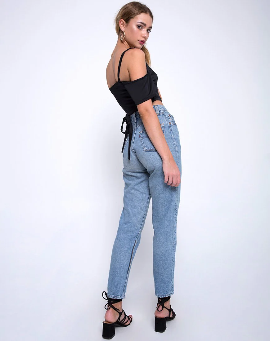 Renta Cold Shoulder Top aus Satin Schwarz - Image 4