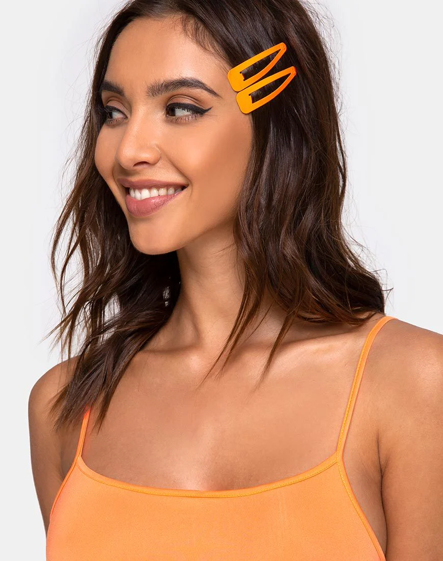 Neon-Haarspangen-Set in Orange