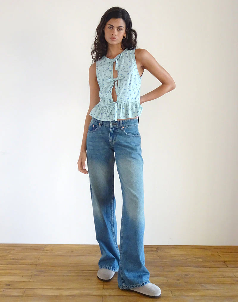 Revata Tie Front Top in hübschem Blütengrün - Image 3