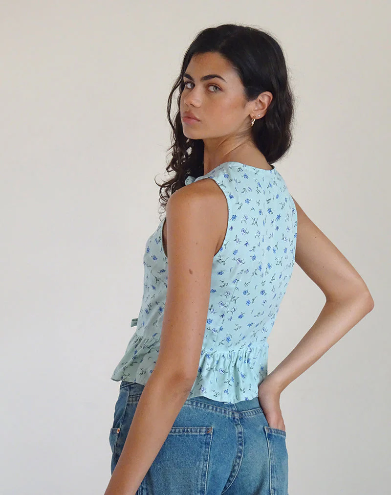 Revata Tie Front Top in hübschem Blütengrün - Image 4