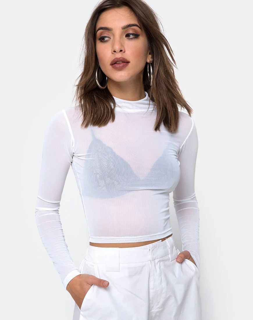 Rhala Crop Top aus weißem Netz - Image 2