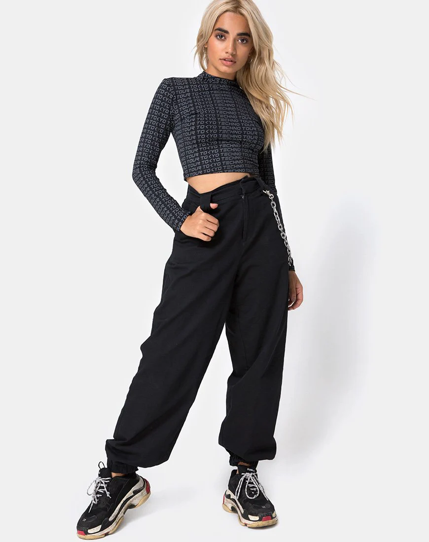 Rhala Crop Top aus Tokyo Techno Tour Schwarz - Image 3